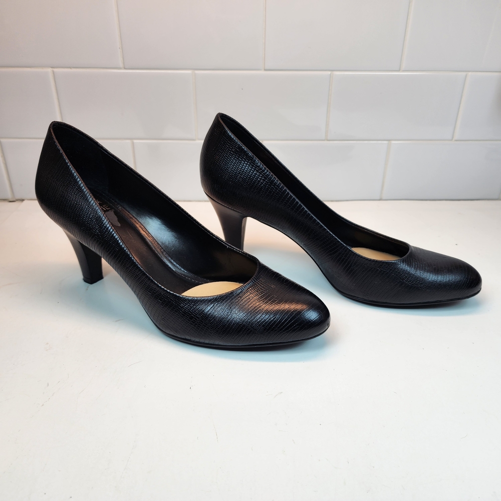 Alex Marie Classic Black Snakeskin Textured Heels Size 7.5 - Picture 6 of 10